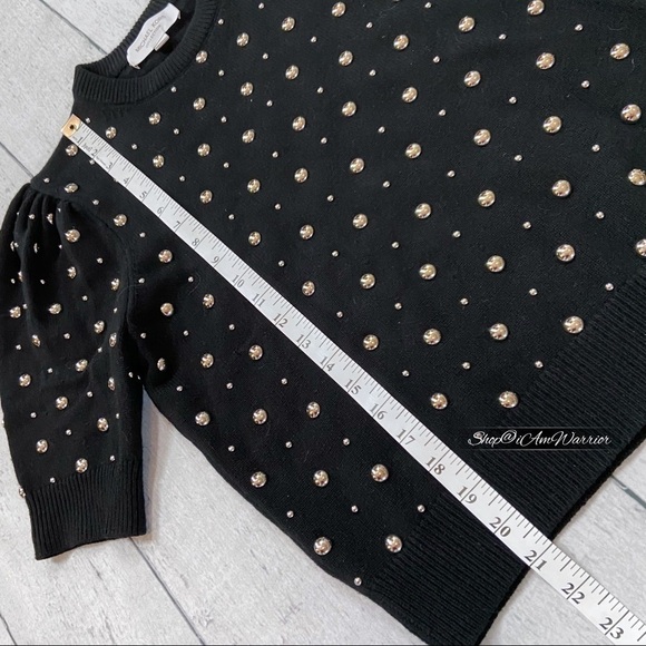 Michael Kors Collection black Italian cashmere studded puff short sleeve sweater - Picture 12 of 14
